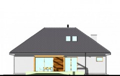 Mały dom z garażem w bryle i dużą kotłownią - elewacja