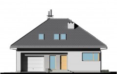 Niewielki dom z czterospadowym dachem - elewacja