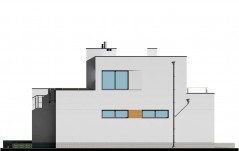 Dom piętrowy z płaskim dachem - elewacja