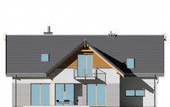 Symetryczny dom z dwuspadowym dachem - elewacja