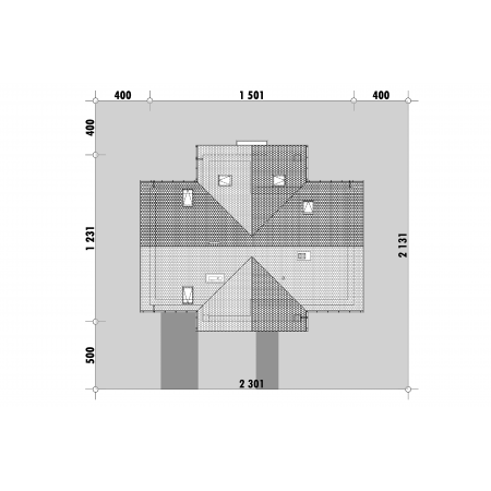 Symetryczny dom z dwuspadowym dachem - usytuowanie na działce