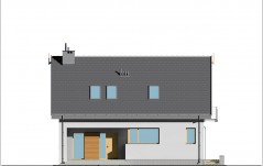 Dom z dachem dwuspadowym na małe działki - elewacja