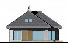 Niewielki dom z czterospadowym dachem - elewacja