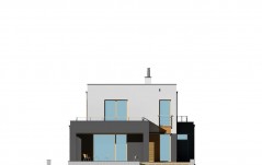 Dom o nowoczesnej bryle z pełnym piętrem - elewacja