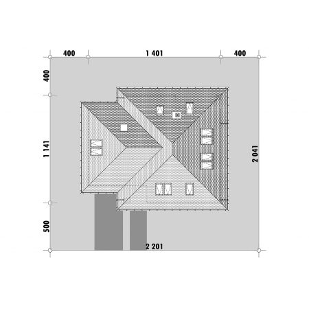 Niewielki dom z czterospadowym dachem - usytuowanie na działce
