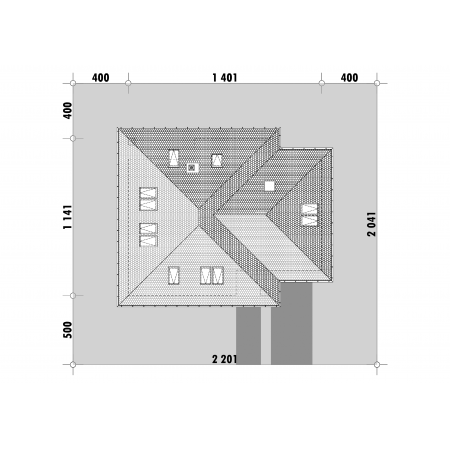 Niewielki dom z czterospadowym dachem - usytuowanie na działce