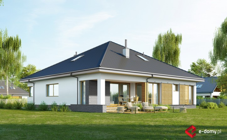 E-239 Dom parterowy o symetrycznym dachu - wizualizacja