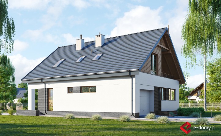 E-256 Prosty dom z dwuspadowym dachem - wizualizacja