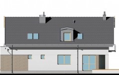 Wąski dom z dachem dwuspadowym - elewacja