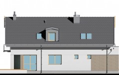 Wąski dom z dachem dwuspadowym - elewacja