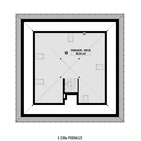 Symetryczny dom na planie kwadratu - rzut