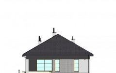 Wąski dom parterowy z dwustanowiskowym garażem - elewacja