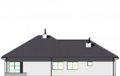 Wąski dom parterowy z dwustanowiskowym garażem - elewacja