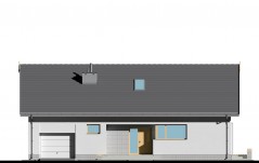Prosty dom z garażem w bryle - elewacja