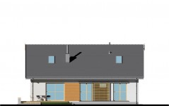 Dom o prostej bryle z dwuspadowym dachem - elewacja