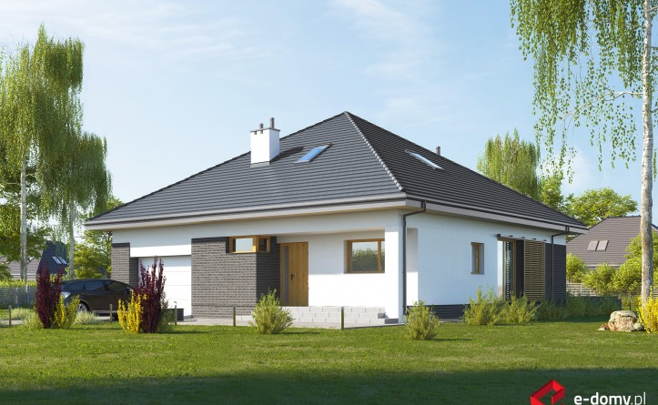 E-266 Mały dom z dachem czterospadowym - wizualizacja